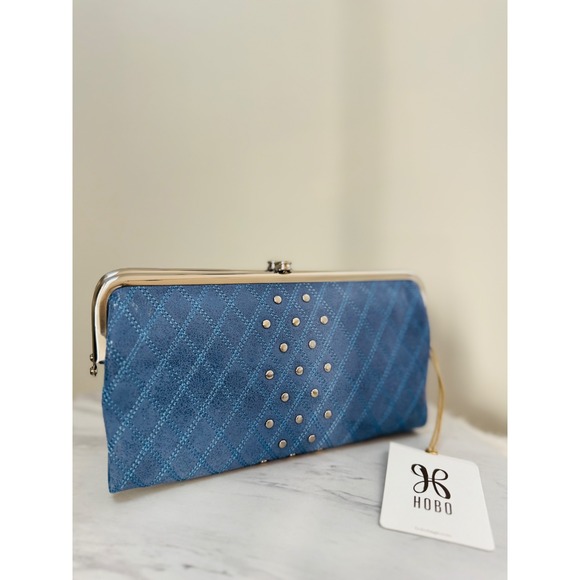 HOBO Handbags - Hobo Lauren Clutch-Wallet in Buffed Leather, Blue Azure, NWT